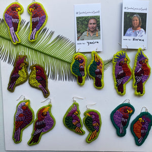 Embroidered Bird earrings