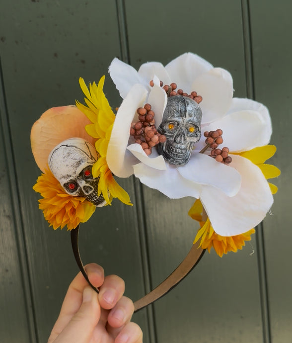 Three Skull Flower Headband