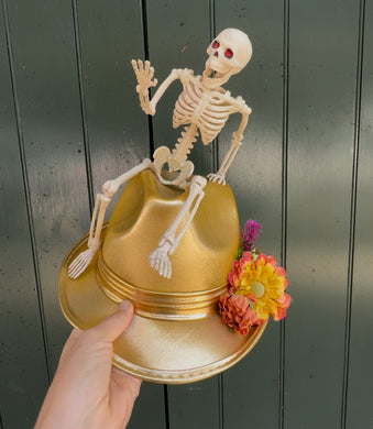 Skeleton Gold Fedora Hat