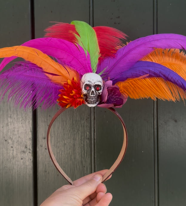 Skull Feather Headband