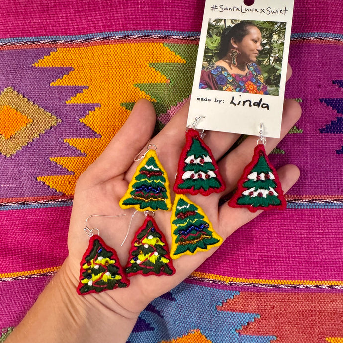 Christmas Tree EMBROIDERED earrings