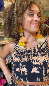 Triple POMPOM + TASSEL earrings