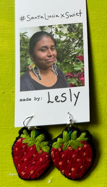 Embroidered STRAWBERRY Earrings
