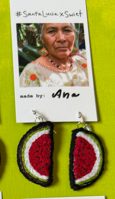 Embroidered WATERMELON Earrings