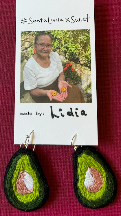 Embroidered AVOCADO Earrings