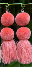 Load image into Gallery viewer, Dusty Peach pompom earrings