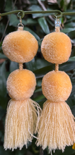 Load image into Gallery viewer, Butter Yellow pompom earrings