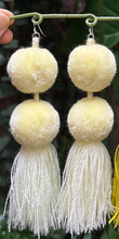 Load image into Gallery viewer, Light Yellow pompom earrings