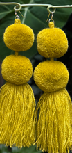 Load image into Gallery viewer, Chartreuse pompom earrings
