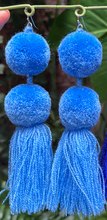 Load image into Gallery viewer, Azure Blue pompom earrings