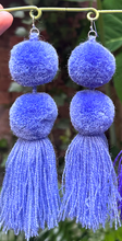 Load image into Gallery viewer, Dusty Blue pompom earrings