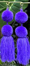 Load image into Gallery viewer, Iris Purple pompom earrings
