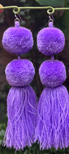 Load image into Gallery viewer, Lilac Purple pompom earrings