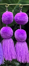 Load image into Gallery viewer, Orchid Purple pompom earrings