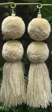 Load image into Gallery viewer, Beige pompom earrings