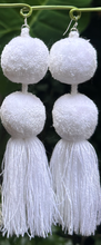 Load image into Gallery viewer, White pompom earrings