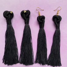 Load image into Gallery viewer, Black KNOT TASSEL Earring