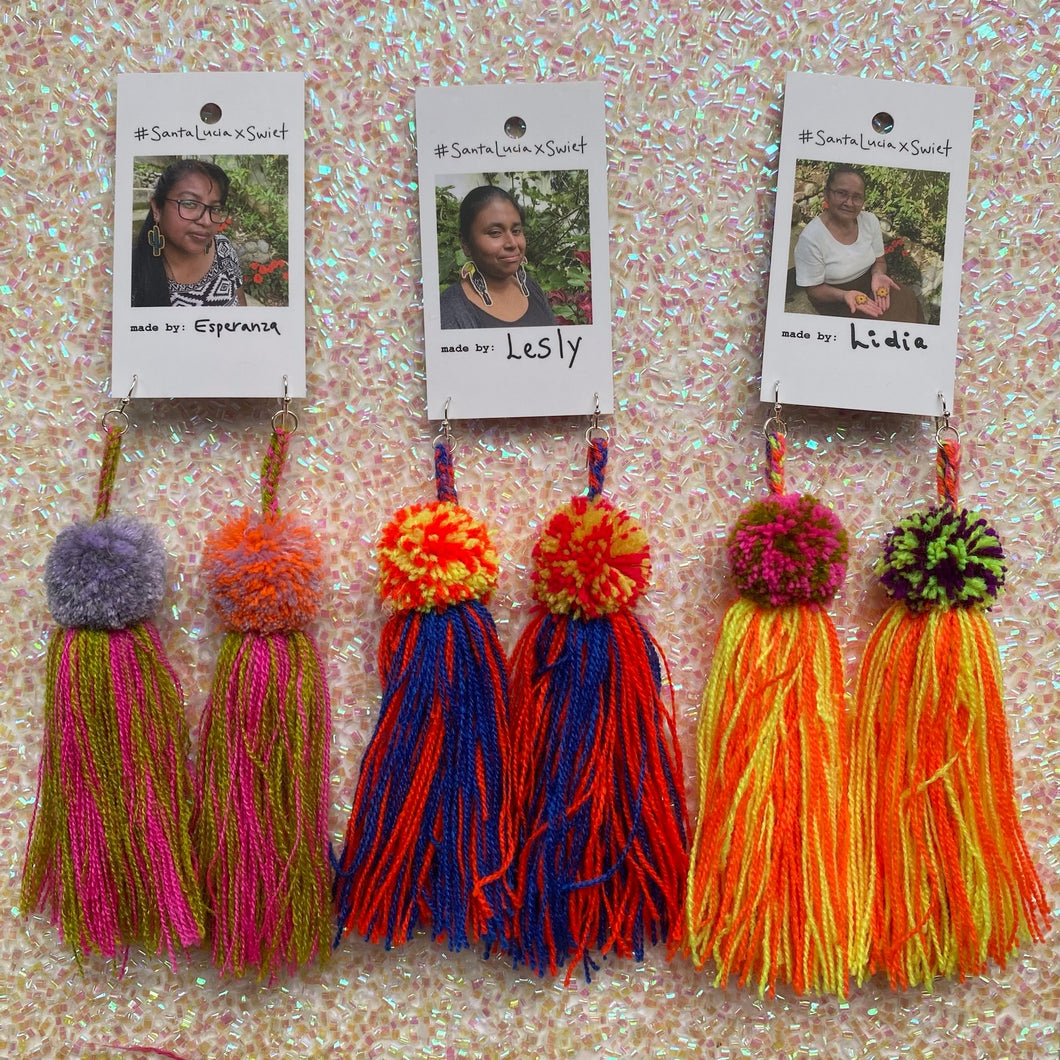 mixed POMPOM earrings - with tassel
