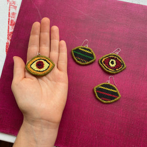 Embroidered Eye Earrings