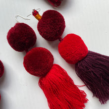 Load image into Gallery viewer, surprise POMPOM earrings - REDS