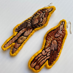 Small Embroidered Bird earrings