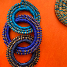 Load image into Gallery viewer, Blue Woven Grass TRIPLE HOOP earrings