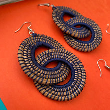 Load image into Gallery viewer, Blue Woven Grass DOUBLE HOOP earrings