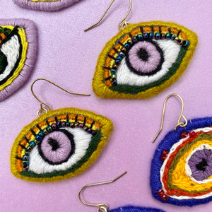 Embroidered Eye Earrings
