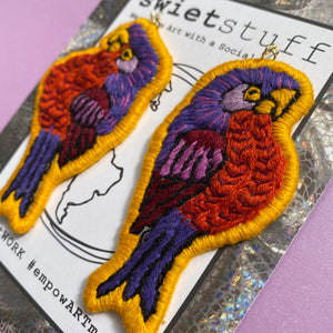 Embroidered Bird earrings