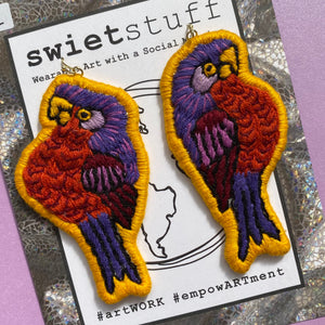 Embroidered Bird earrings