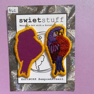 Embroidered Bird earrings