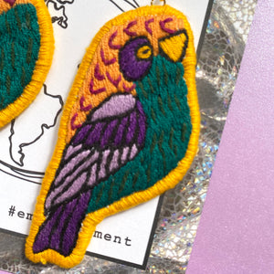 Embroidered Bird earrings