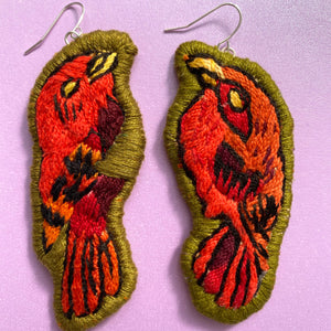 XXXmas Embroidered Bird earrings