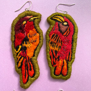 XXXmas Embroidered Bird earrings