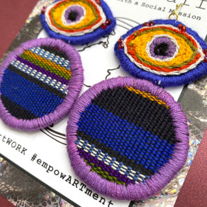Embroidered Eye + Textile Earrings
