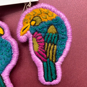 Embroidered Bird earrings