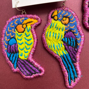 Sparkle Embroidered Bird earrings
