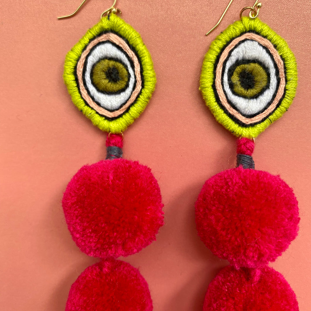 Eye/Ball/Ball earrings