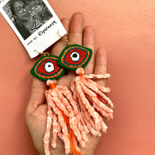 Load image into Gallery viewer, Embroidered Eye + Tassel Earrings