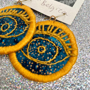 Embroidered Eye earrings