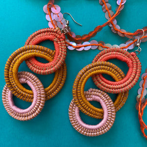 Woven Grass TRIPLE HOOP earrings