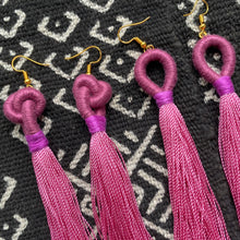 Load image into Gallery viewer, pink KNOT pink tassel Earring