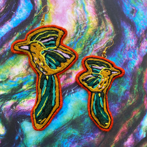 Embroidered Humming Bird Earrings