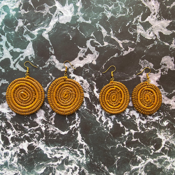 Yellow Woven Grass CIRCLE earrings