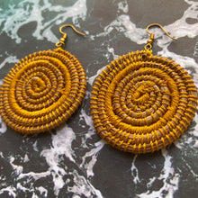 Load image into Gallery viewer, Yellow Woven Grass CIRCLE earrings