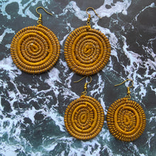 Load image into Gallery viewer, Yellow Woven Grass CIRCLE earrings