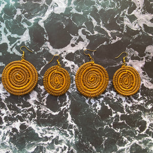 Yellow Woven Grass CIRCLE earrings