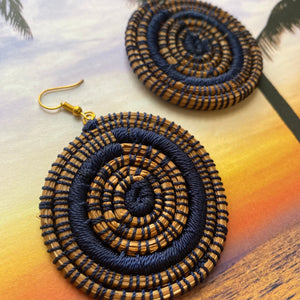 Blue Woven Grass CIRCLE earrings