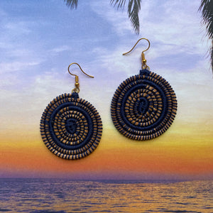 Blue Woven Grass CIRCLE earrings