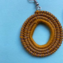 Load image into Gallery viewer, Mustard Yellow Woven Grass HOOP earrings